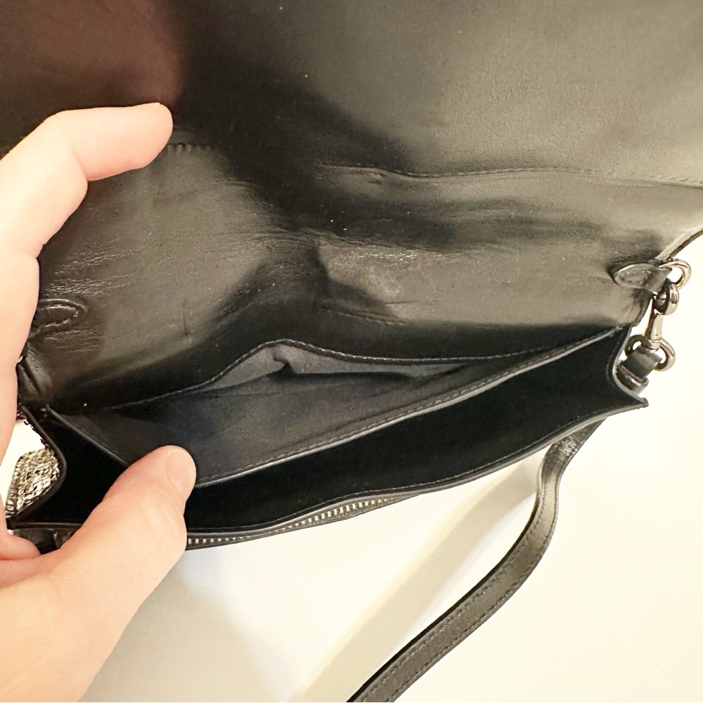 Coach Black & White Python Print Convertible Shoulder Bag & Clutch - Picture 8 of 13